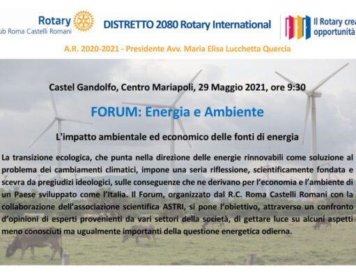 AL VIA A CASTEL GANDOLFO IL FORUM SCIENTIFICO “ENERGIA ED AMBIENTE” energia ed ambiente