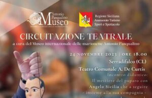SERRADIFALCO, AL TEATRO COMUNALE IL “PUPARO” ANGELO SICILIA Angelo Sicilia
