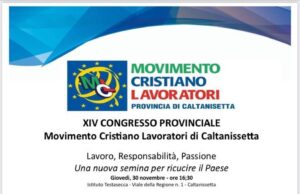 CALTANISSETTA, DOMANI IL CONGRESSO PROVINCIALE DEL MOVIMENTO CRISTIANO LAVORATORI Movimento