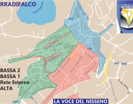 SERRADIFALCO, ECCO LA MAPPA DELLA DISTRIBUZIONE DELL’ACQUA (ZONA PER ZONA) mappa