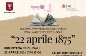 OGGI POMERIGGIO A GELA L’EVENTO CELEBRATIVO PER I 151 ANNI DELLA BIBLIOTECA biblioteca